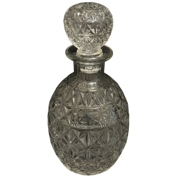 Vintage 6" Cut Glass Liquor Decanter - With Rough Stopper - Picture 1 of 6